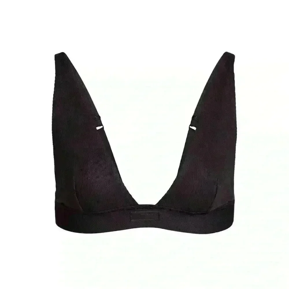 SKIMS- NWT COTTON PLUNGE BRALETTE Sz 2X- Soot color - Picture 2 of 6